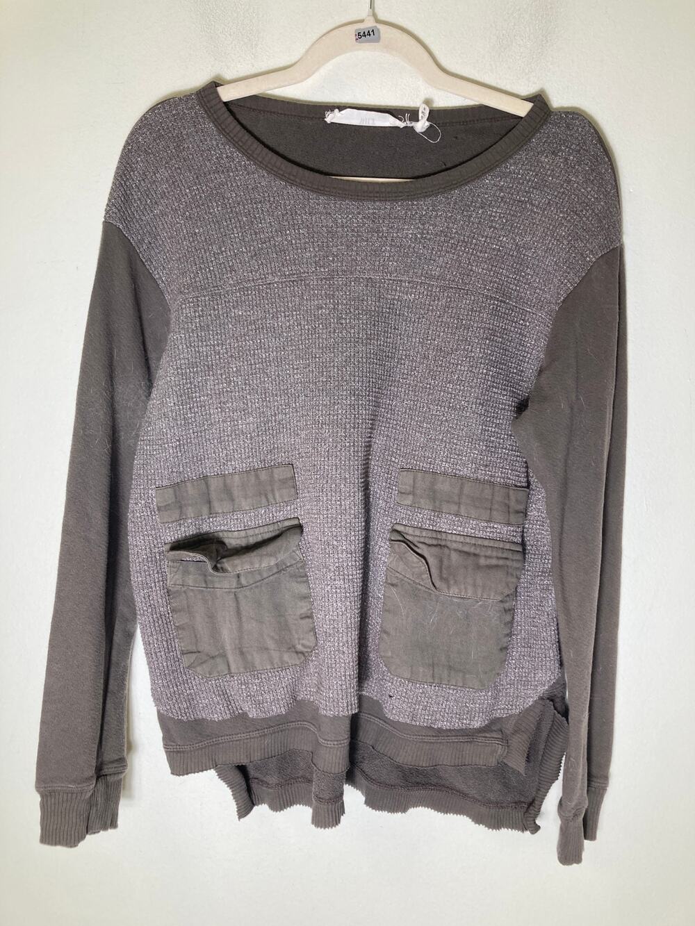 Wilt Brown and Olive Mixed Media Waffle Pullover Sz M